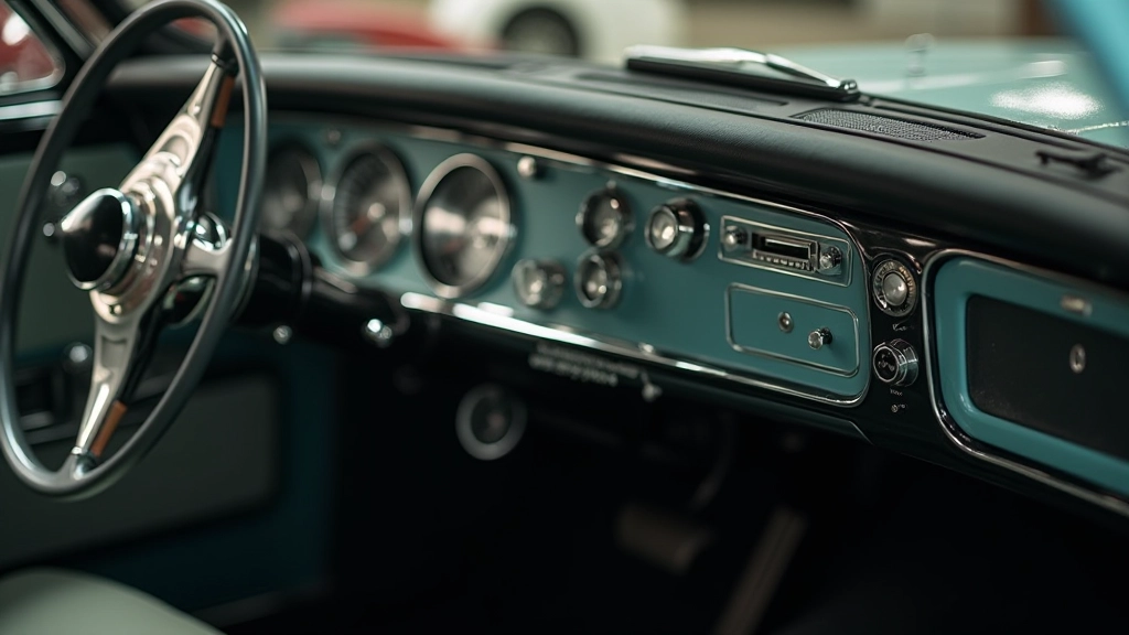 Automobilio detalės ir restauravimo procesai dokumentuoti fotografijoje, techninė perspektyva